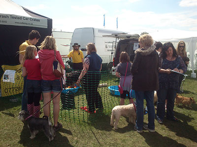 Busy stand at a dog show